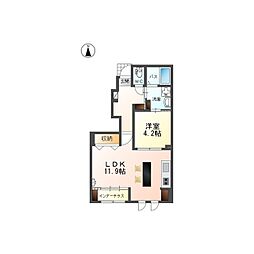 (仮)岡谷市長地源アパート 1LDKの間取図画像