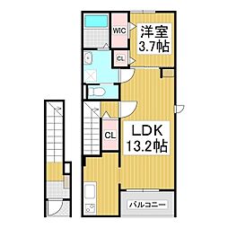 コンフォーティア四賀II 1LDKの間取図画像
