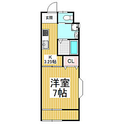 コーポヒルトップ 1Kの間取図画像