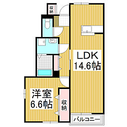エストシャトーA 1LDKの間取図画像