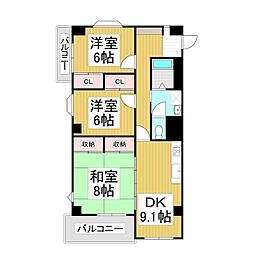 レスコ高島 3DKの間取図画像