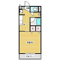 サンライズ 1Kの間取図画像