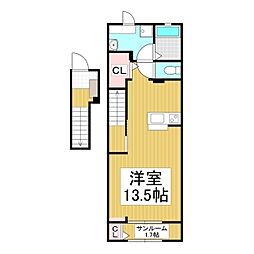 リアン・ソレイユ ワンルームの間取図画像