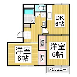 フレグランス伊藤 2DKの間取図画像