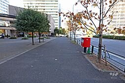 敷地北側の前面道路。六車線のバス通りです。