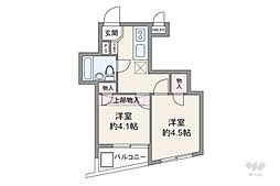 ミリオンコート目黒不動前 2Kの間取り