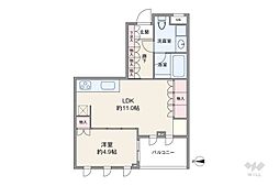 D'クラディアイヴァン高輪 1LDKの間取り