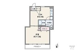 第18宮庭マンション 1LDKの間取図画像