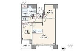 ドゥ・トゥールEAST棟 2LDKの間取図画像