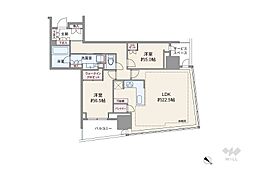 パークタワー勝どきミッド 2LDKの間取図画像