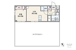 バルミー赤坂 1LDKの間取図画像