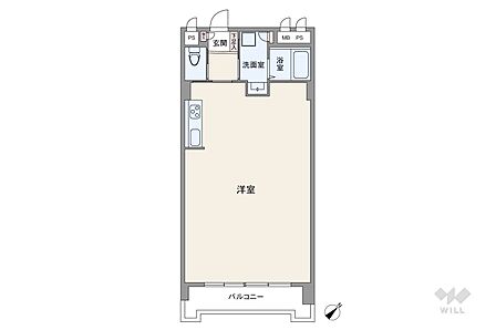 間取りは専有面積54.45平米の1R。バルコニー面積は7.51平米です。