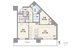 シティタワー品川 2LDKの間取図画像