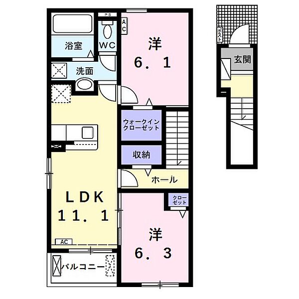 Ｌｅｉ（レイ）ａ 202｜岐阜県大垣市河間町４丁目(賃貸アパート2LDK・2階・58.60㎡)の写真 その2