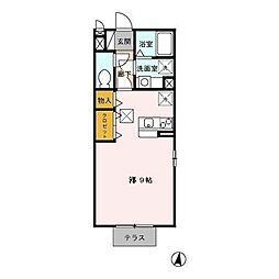 セジュール辻II 1階ワンルームの間取り