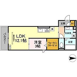 Souwa 2階1LDKの間取り