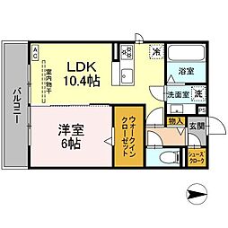Souwa 3階1LDKの間取り