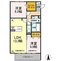Ｒｅｉｗａ 2階2LDKの間取り