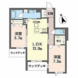 リオリエント三里 1階2LDKの間取り