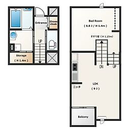 elm -B-(エルム) 2階ワンルームの間取り