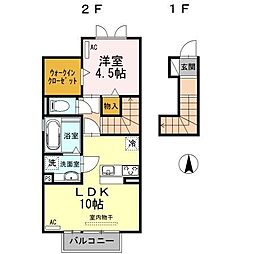 ルガールマルトA 1LDKの間取図画像