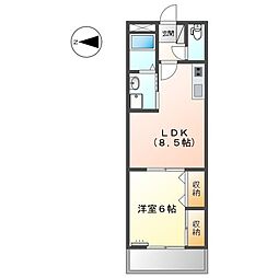 サンシャイン棚橋A 1LDKの間取図画像