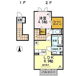ルガールマルトB 1LDKの間取図画像