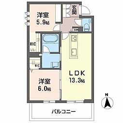 シャーメゾンステージ茜部本郷 2LDKの間取図画像