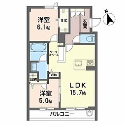シャーメゾン加納南陽町 2LDKの間取図画像