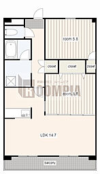 本郷マンション 2LDKの間取図画像