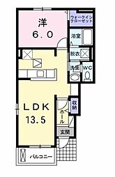 コンフォートショコラ 1LDKの間取図画像