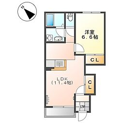 グリーンタウン2 1LDKの間取図画像