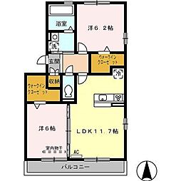 アザレ蘇原F 2LDKの間取図画像