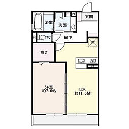 エクセルームK-2 1LDKの間取図画像