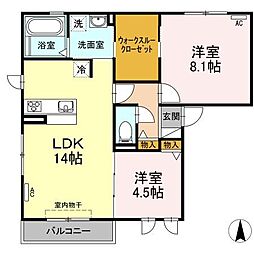 コアロード8 2LDKの間取図画像