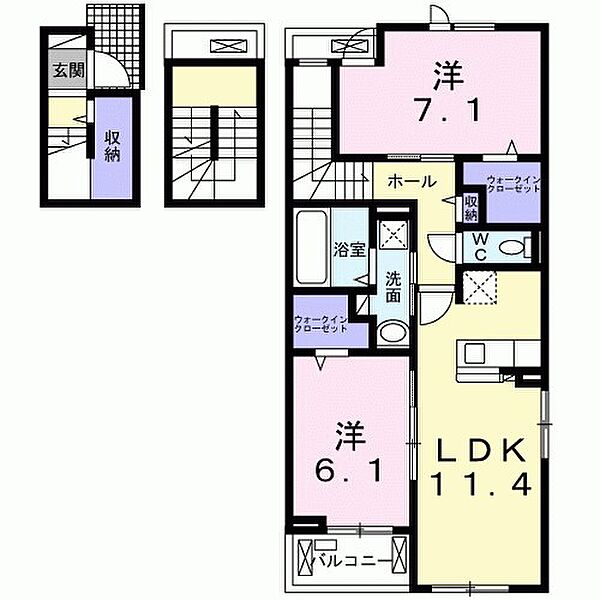 コンフォート　シルフ 301｜埼玉県草加市長栄１丁目(賃貸アパート2LDK・3階・71.07㎡)の写真 その2