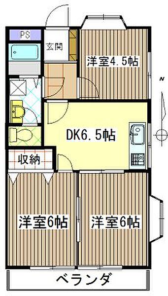 エスペランサ山三 201｜埼玉県草加市清門３丁目(賃貸アパート3DK・2階・49.58㎡)の写真 その2