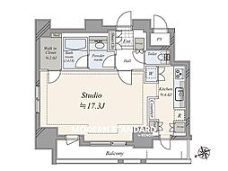 パークタワー芝浦ベイワードオーシャンウイング ワンルームの間取図画像