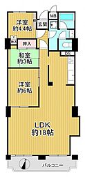 グランドハイツ甲陽園 3LDKの間取図画像