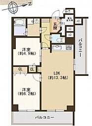 日興宝塚南口スカイマンション 2LDKの間取図画像