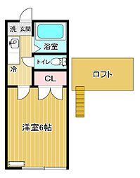 ロフティ西中田I 1階1Kの間取り