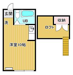 エクセルシャトー福田町 2階ワンルームの間取り