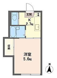 フォーブル森田 1階1Kの間取り