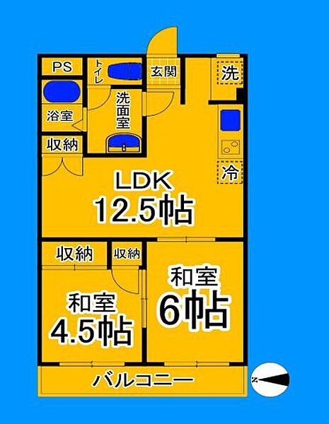 大阪府大阪市住吉区墨江2丁目(賃貸マンション2LDK・3階・50.00㎡)の写真 その2