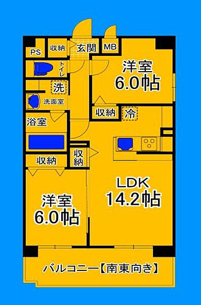 大阪府堺市堺区一条通(賃貸マンション2LDK・9階・59.14㎡)の写真 その2