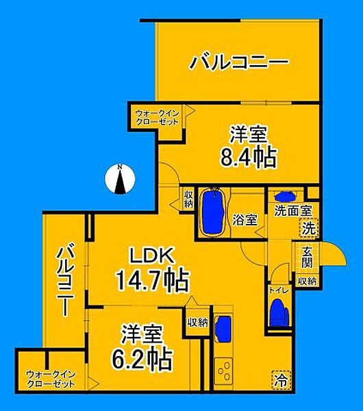 大阪府大阪市住吉区南住吉1丁目(賃貸アパート2LDK・3階・67.49㎡)の写真 その2