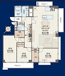 ニュー常磐松マンション 3LDKの間取図画像