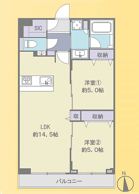 2LDK 間取り
