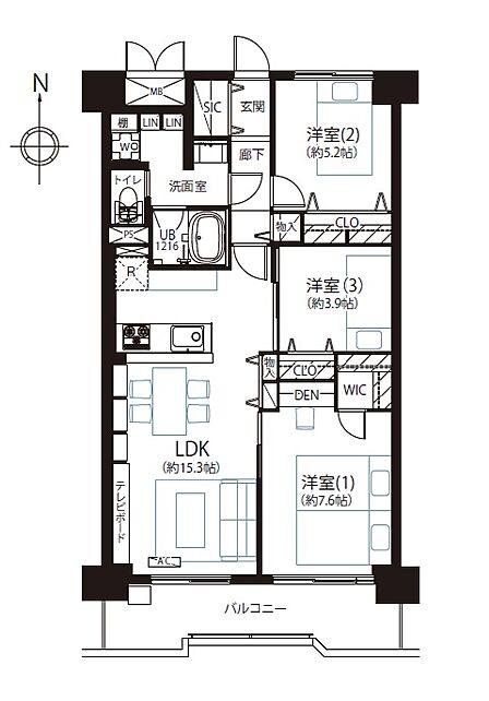 3LDK 間取り