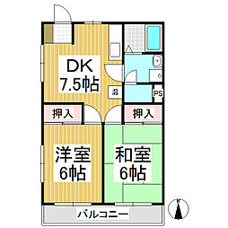 KMレジデンス 2DKの間取図画像
